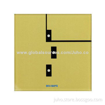 New Crystal PG Touch Light Switch, 3 Gang Golden Glass and LED Touchscreen